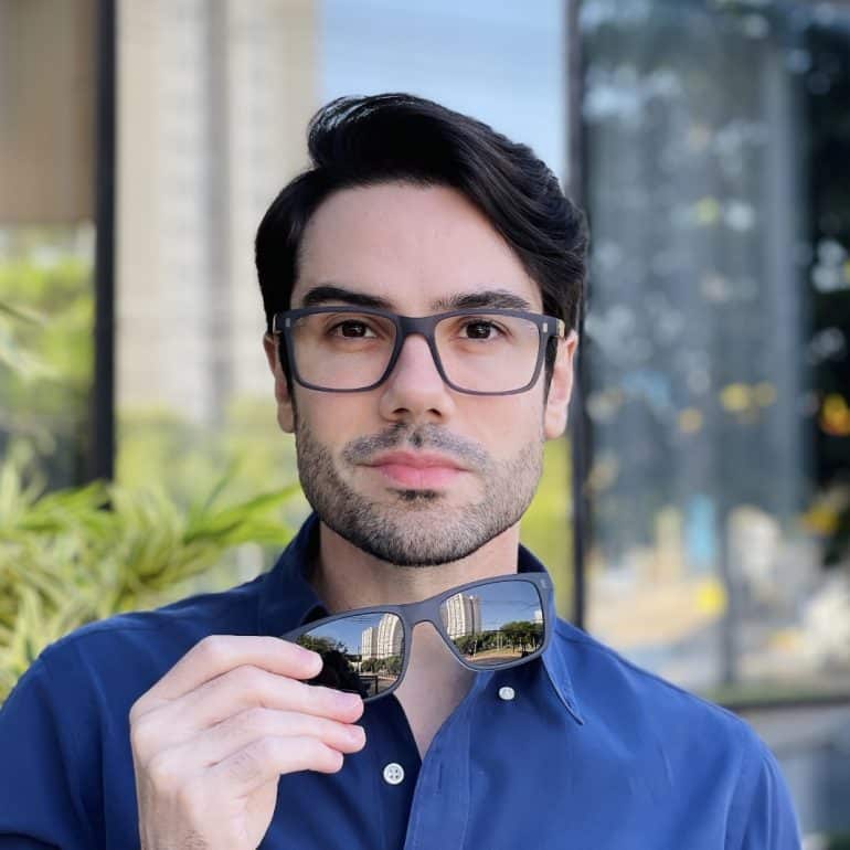 safine com br oculos 2 em 1 clip on masculino quadrado cinza luiz