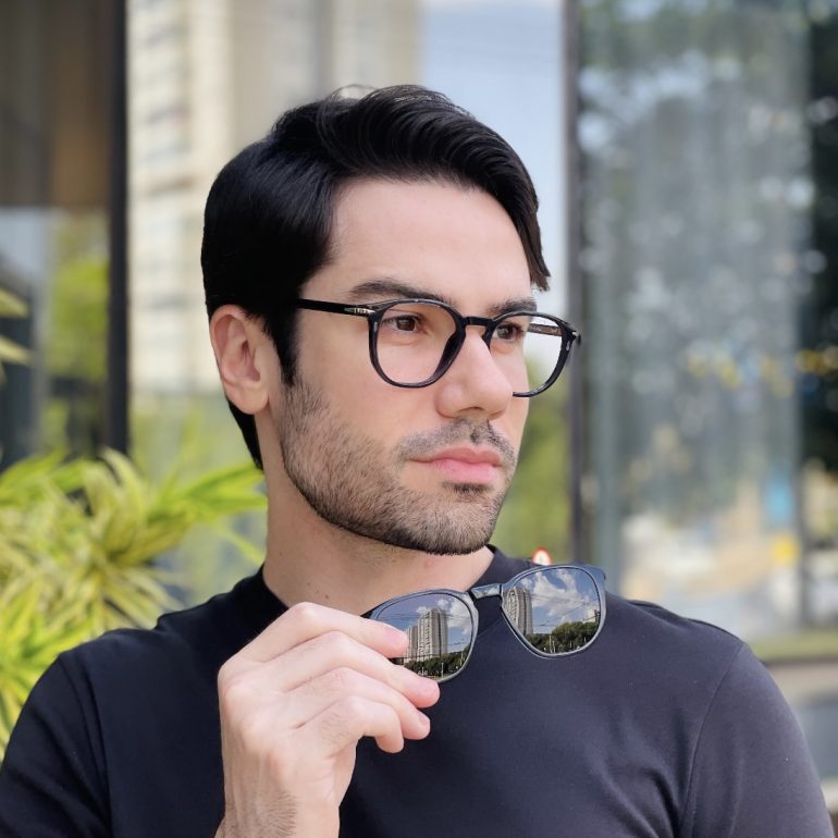 safine com br oculos 2 em 1 clip on masculino quadrado cinza thales 1