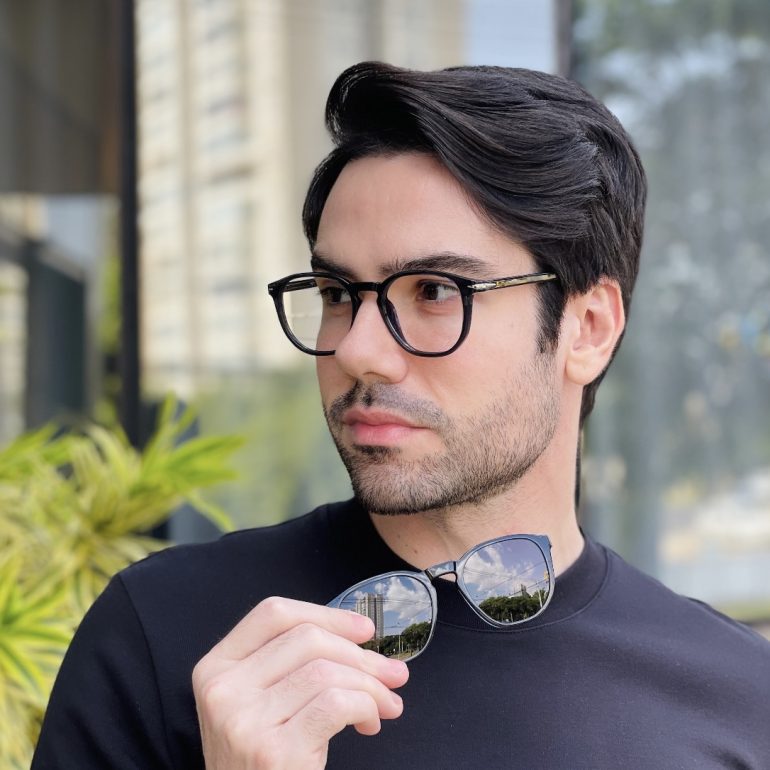 safine com br oculos 2 em 1 clip on masculino quadrado cinza thales 2
