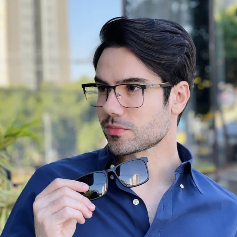 safine com br oculos 2 em 1 clip on masculino quadrado grafite murilo 2