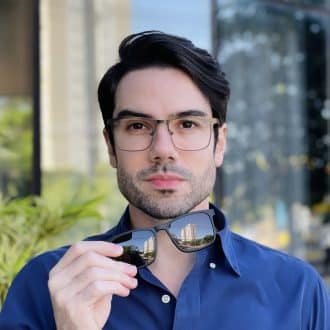 safine com br oculos 2 em 1 clip on masculino quadrado grafite murilo