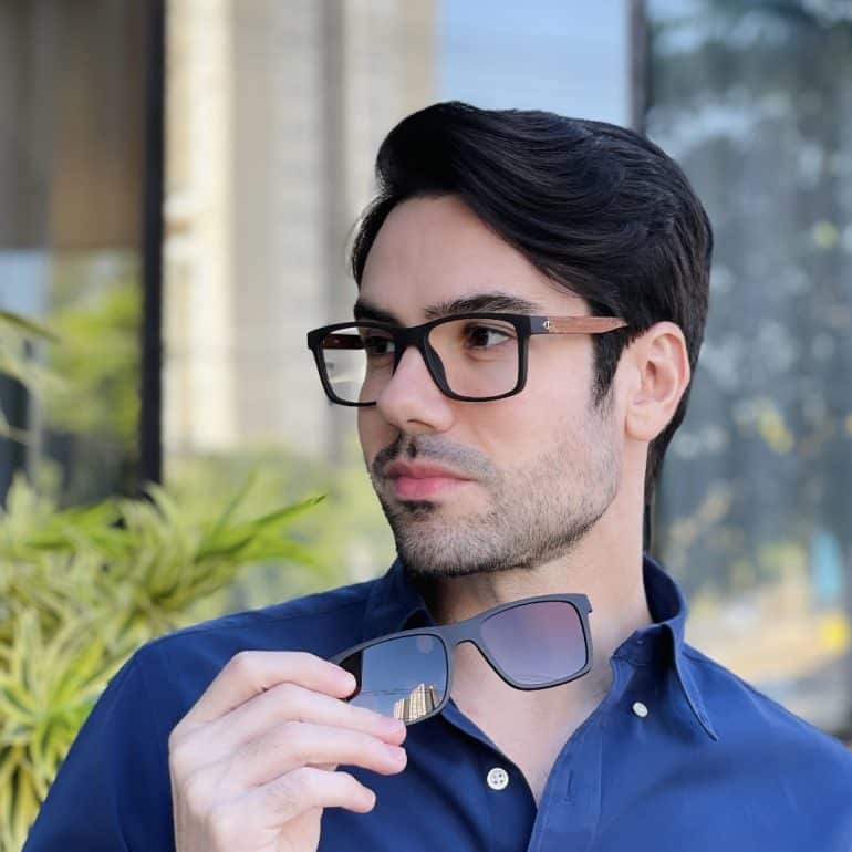 safine com br oculos 2 em 1 clip on masculino quadrado marrom luiz 2