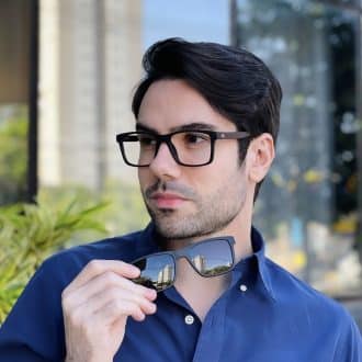 safine com br oculos 2 em 1 clip on masculino quadrado preto fosco luiz 2