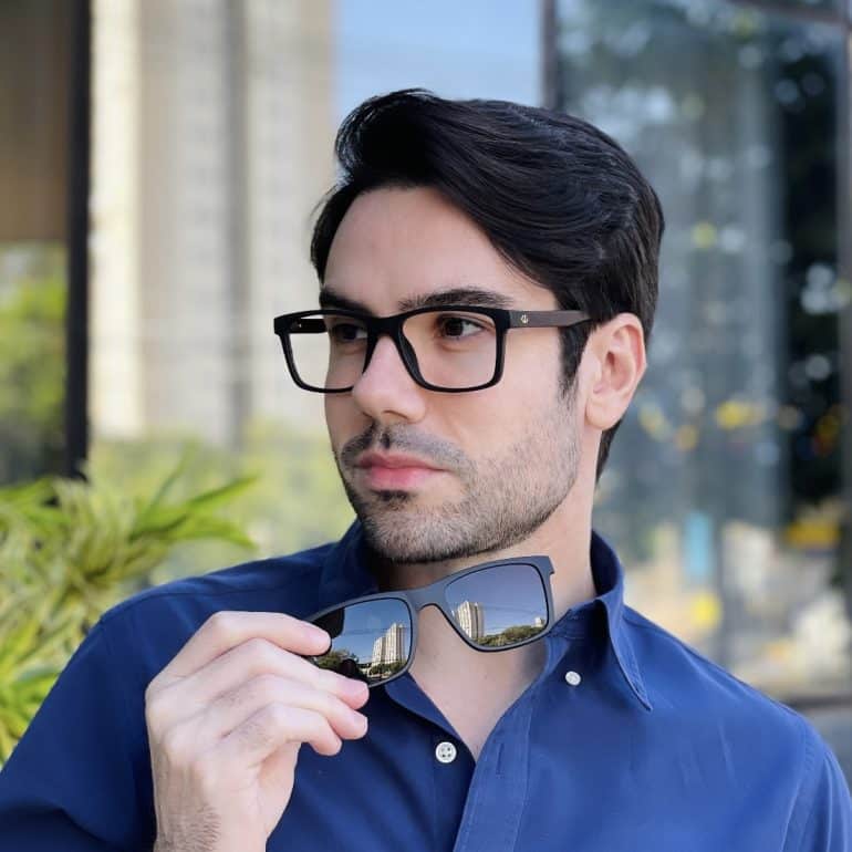 safine com br oculos 2 em 1 clip on masculino quadrado preto fosco luiz 2