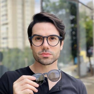safine com br oculos 2 em 1 clip on masculino redondo azul enzo