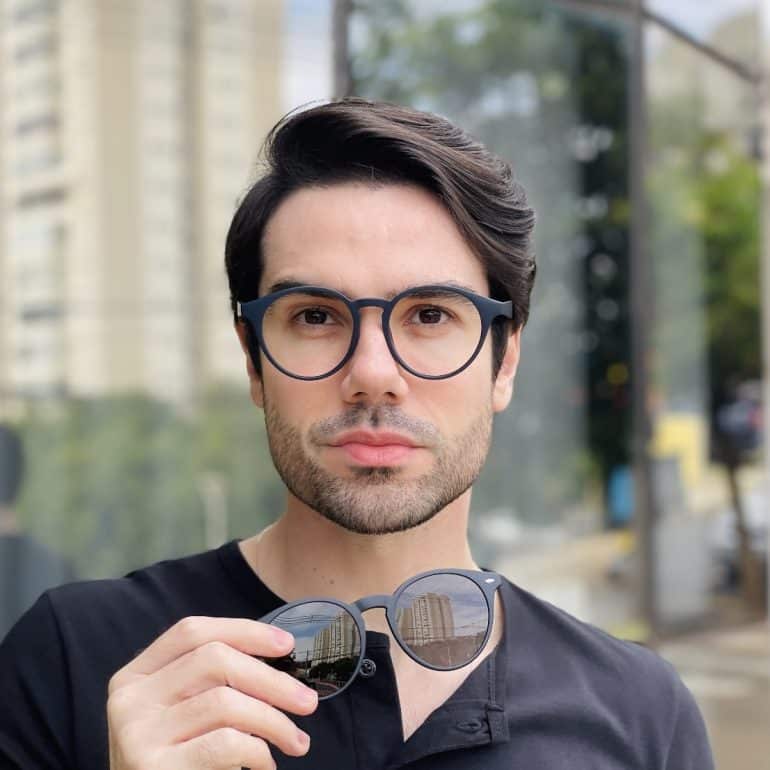 safine com br oculos 2 em 1 clip on masculino redondo azul enzo