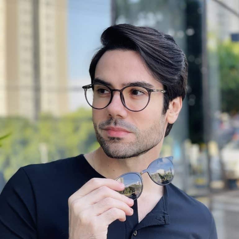 safine com br oculos 2 em 1 clip on masculino redondo cinza otto 2 0 2