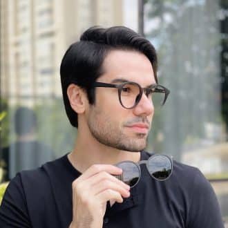safine com br oculos 2 em 1 clip on masculino redondo grafite enzo 1