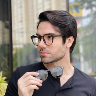 safine com br oculos 2 em 1 clip on masculino redondo grafite enzo 2