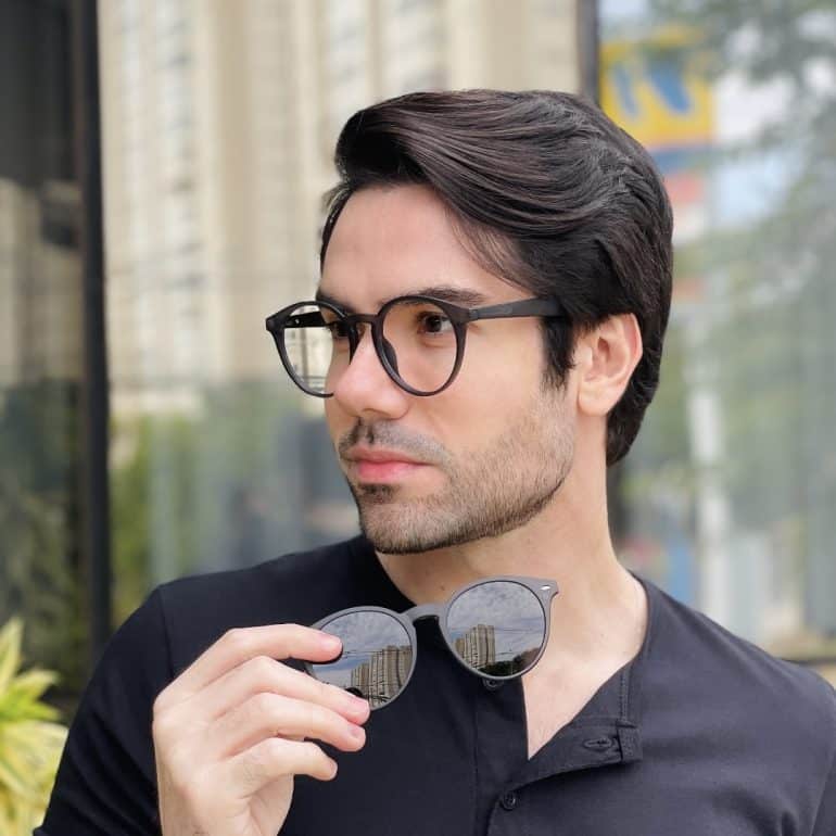 safine com br oculos 2 em 1 clip on masculino redondo grafite enzo 2