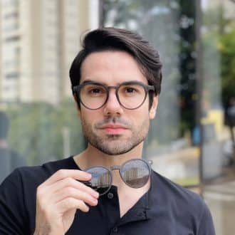 safine com br oculos 2 em 1 clip on masculino redondo grafite enzo