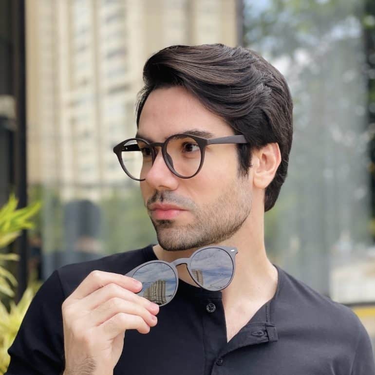 safine com br oculos 2 em 1 clip on masculino redondo marrom enzo 2