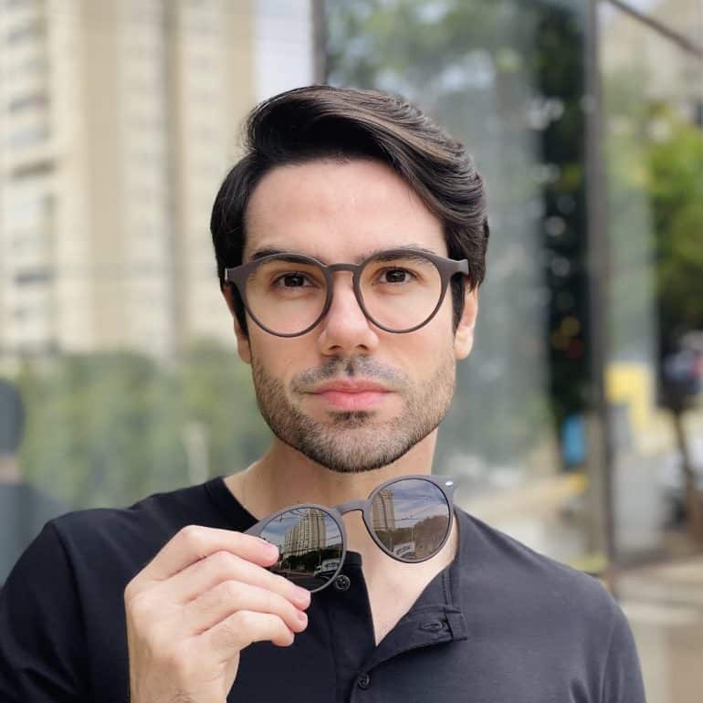 safine com br oculos 2 em 1 clip on masculino redondo marrom enzo