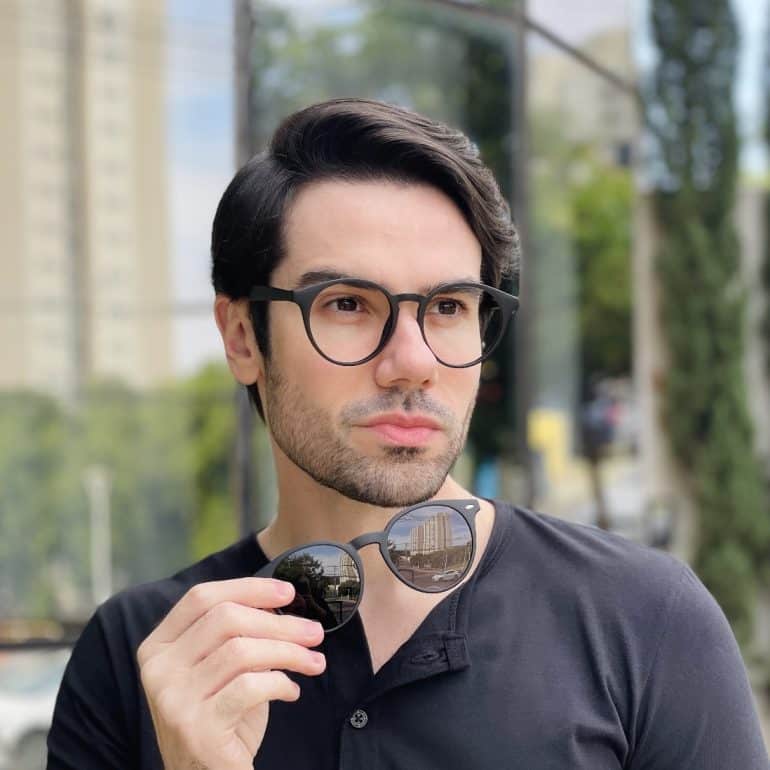 safine com br oculos 2 em 1 clip on masculino redondo preto enzo 1
