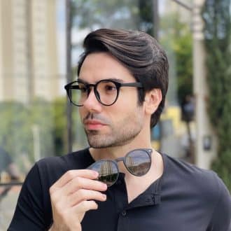 safine com br oculos 2 em 1 clip on masculino redondo preto enzo 2