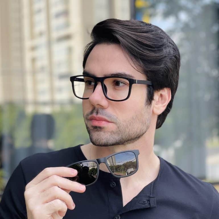 safine com br oculos 2 em 1 clip on masculino retangular preto e azul felippe 2 0 2