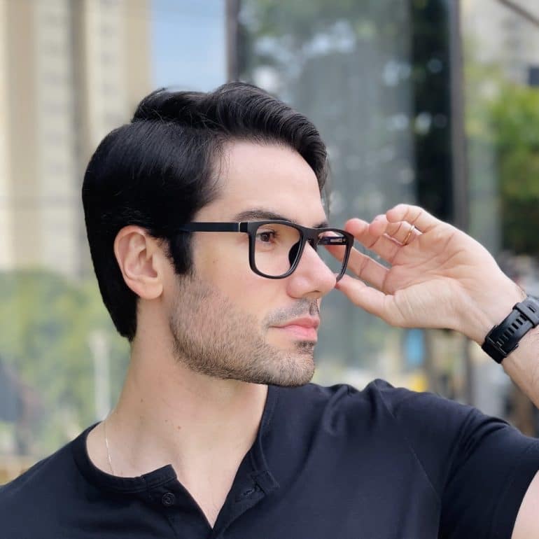 safine com br oculos 2 em 1 clip on masculino retangular preto e azul felippe 2 0 4