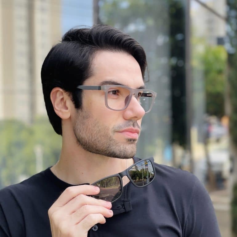 safine com br oculos 2 em 1 clip on masculino retangular preto e cinza felippe 2 0 1