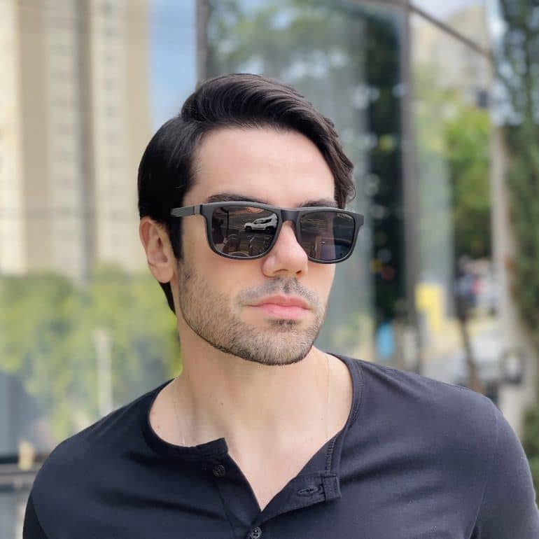 safine com br oculos 2 em 1 clip on masculino retangular preto e cinza felippe 2 0 6