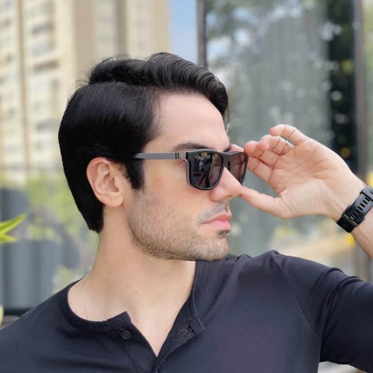 safine com br oculos 2 em 1 clip on masculino retangular preto e cinza felippe 2 0 7
