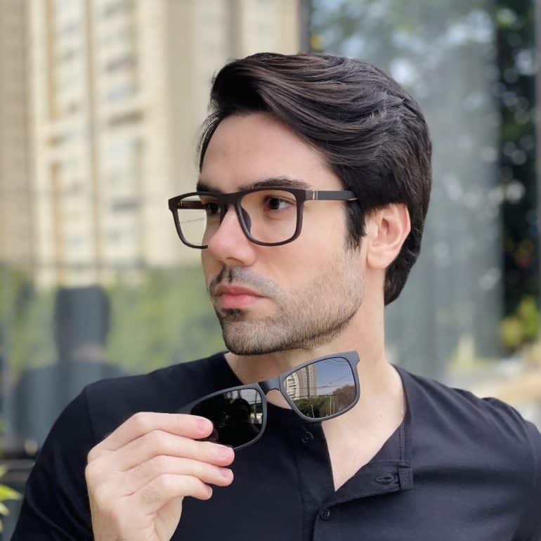 safine com br oculos 2 em 1 clip on masculino retangular preto e marrom felippe 1