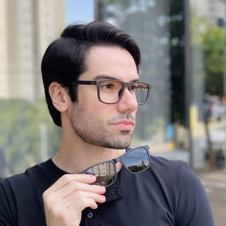 safine com br oculos 2 em 1 clip on masculino retangular preto e marrom felippe 2