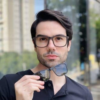 safine com br oculos 2 em 1 clip on masculino retangular preto e marrom felippe
