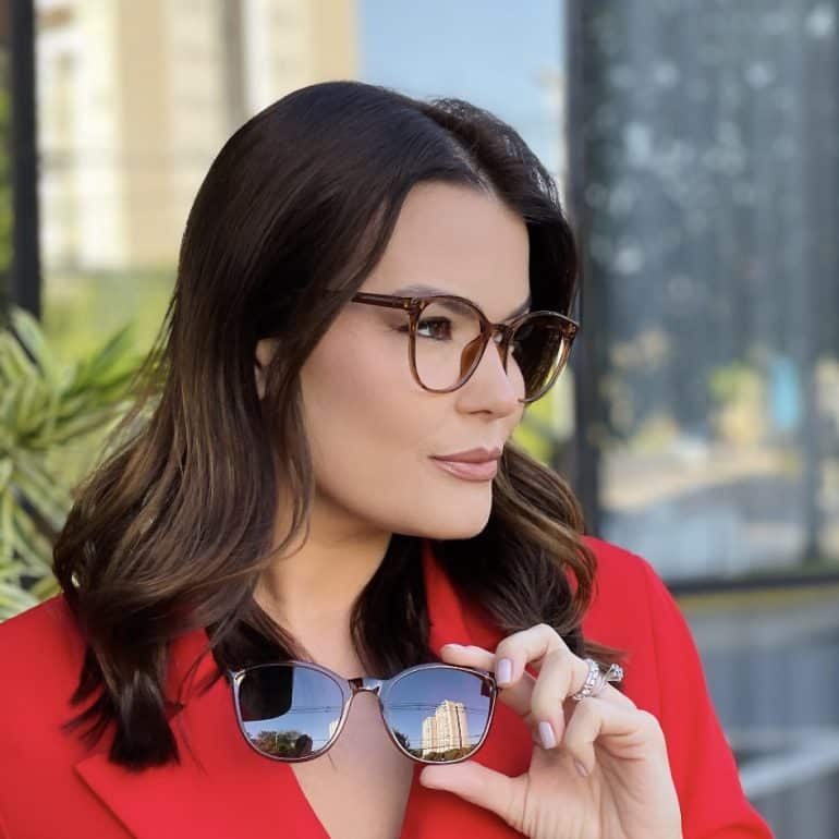 safine com br oculos 2 em 1 clip on redondo marrom transparente taina 2 0 2