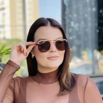 safine com br oculos 2 em 1 hexagonal dourado e marrom 6