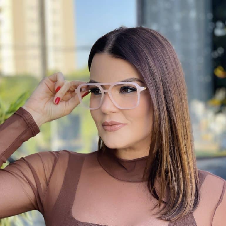 safine com br oculos de grau feminino aviador bege eloa 1