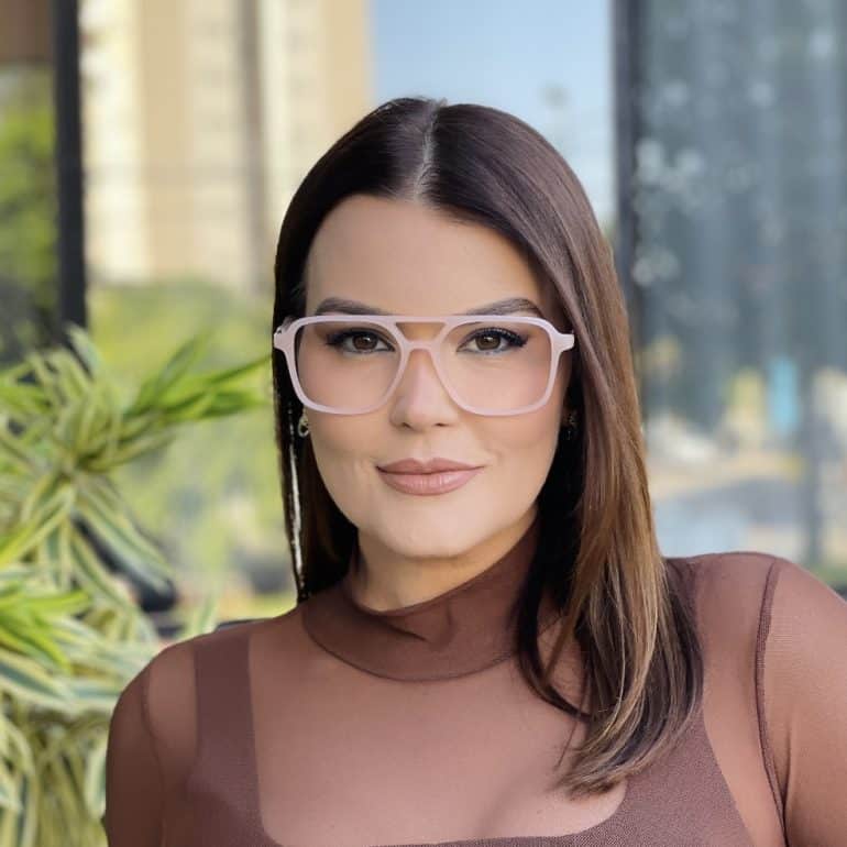 safine com br oculos de grau feminino aviador bege eloa 2