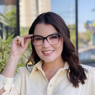 safine com br oculos de grau feminino quadrado marrom degrade clara