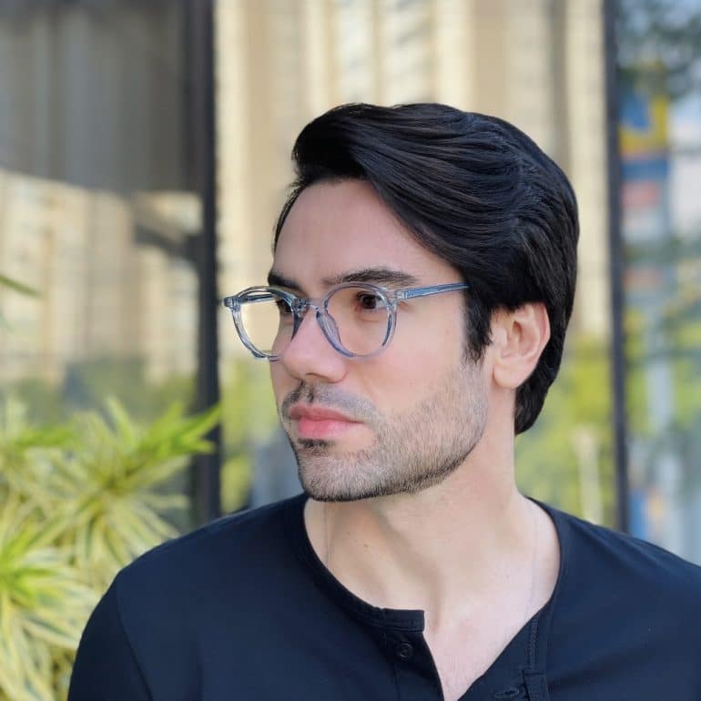 safine com br oculos de grau masculino redondo azul cristiano 3