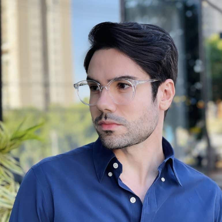safine com br oculos de grau masculino redondo transparente lucas 3