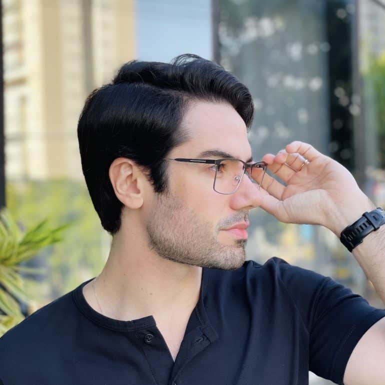 safine com br oculos de grau masculino retangular preto e prata cesar 2