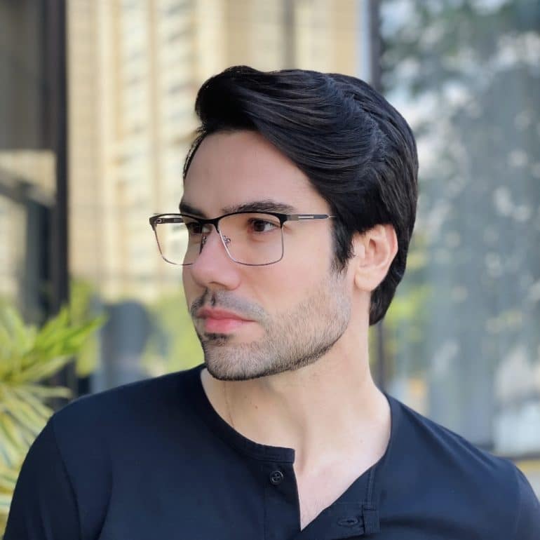 safine com br oculos de grau masculino retangular preto e prata cesar 3