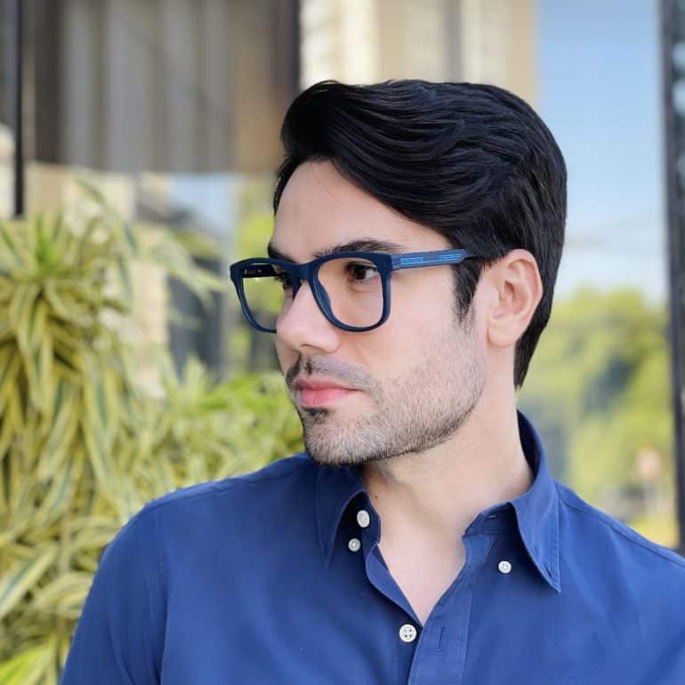 safine com br oculos de grau quadrado azul yan 2 0 3