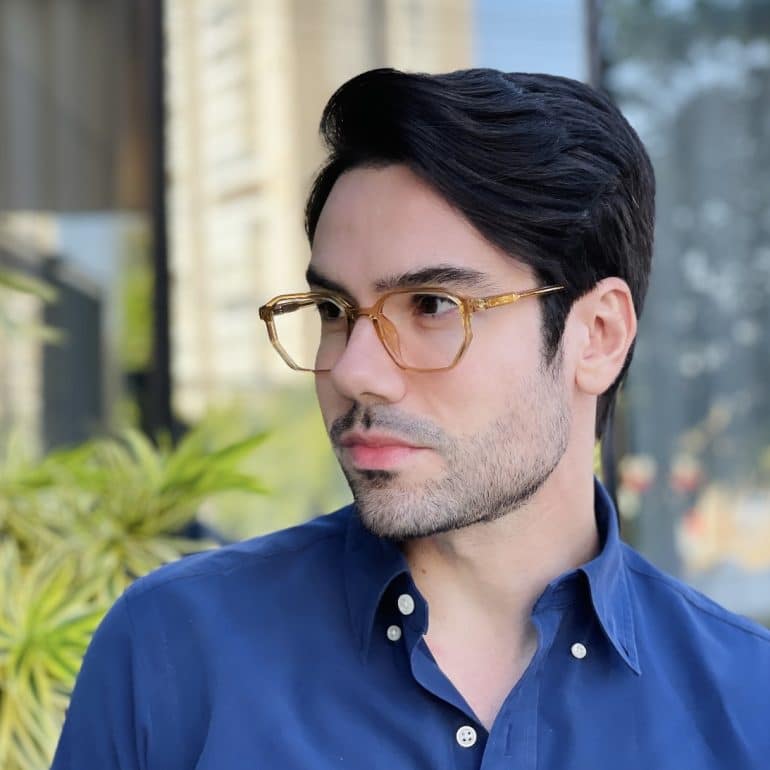 safine com br oculos de grau quadrado champanhe levi 2 0 3
