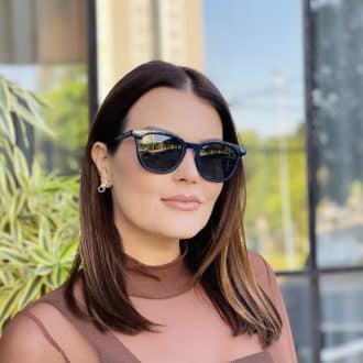 safine com br oculos de sol feminino redondo azul liza