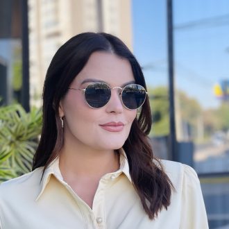 safine com br oculos de sol feminino redondo preto e dourado luiza 2