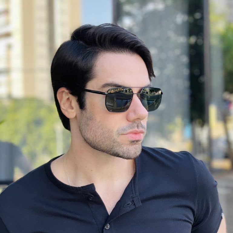 safine com br oculos de sol masculino aviador preto e verde sergio 1