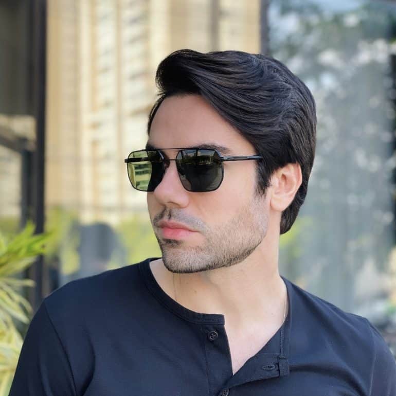 safine com br oculos de sol masculino aviador preto e verde sergio 3