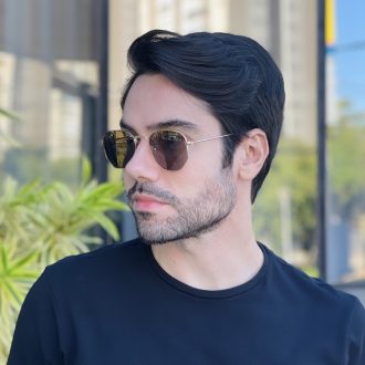safine com br oculos de sol masculino hexagonal marrom dante 3