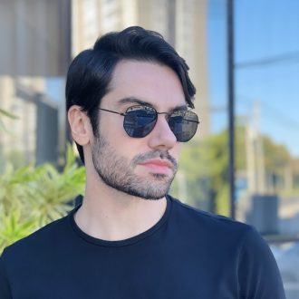 safine com br oculos de sol masculino hexagonal preto dante 1