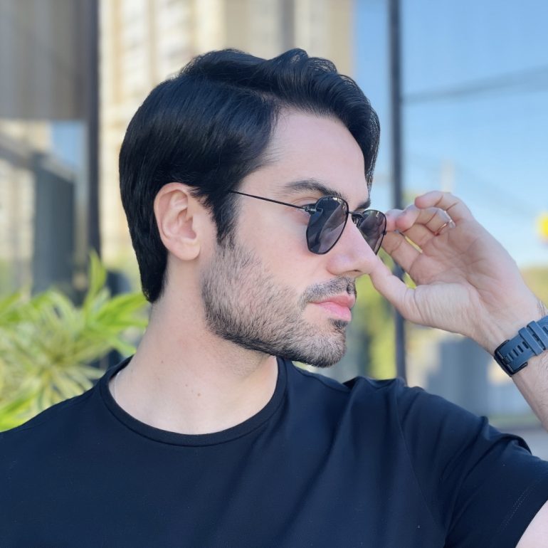 safine com br oculos de sol masculino hexagonal preto dante 2