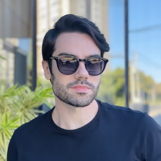 safine com br oculos de sol masculino redondo azul augusto