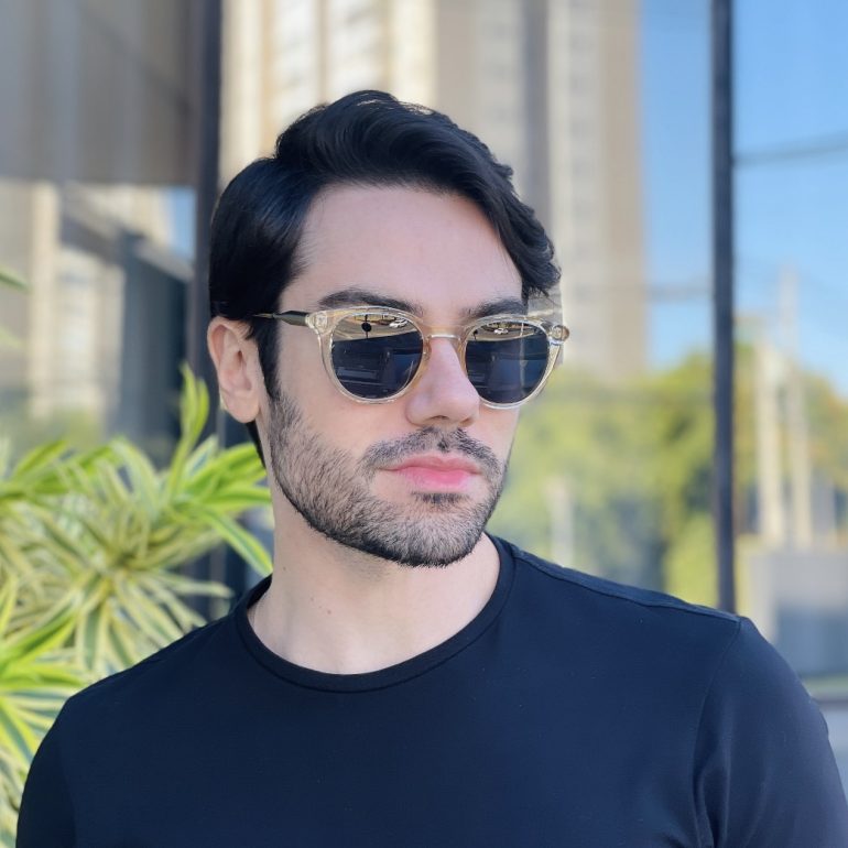 safine com br oculos de sol masculino redondo champanhe augusto 1