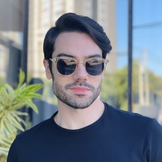 safine com br oculos de sol masculino redondo champanhe augusto