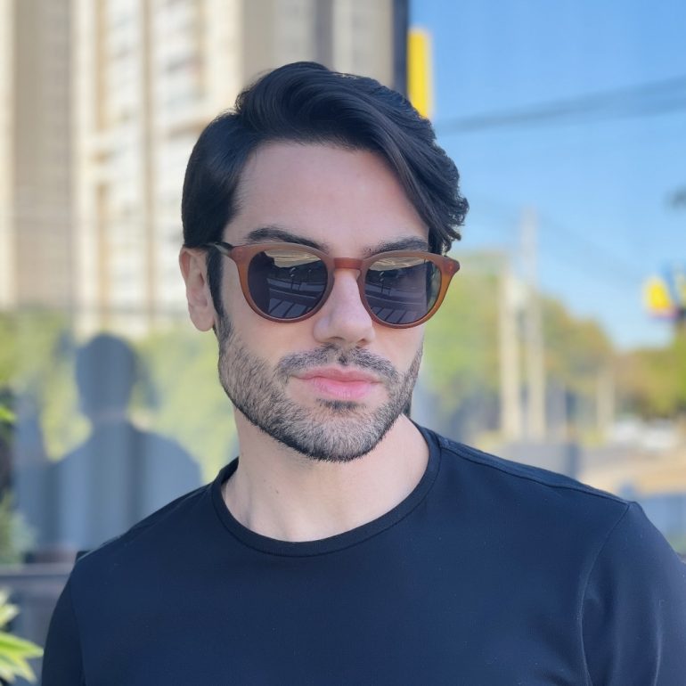safine com br oculos de sol masculino redondo marrom fosco augusto