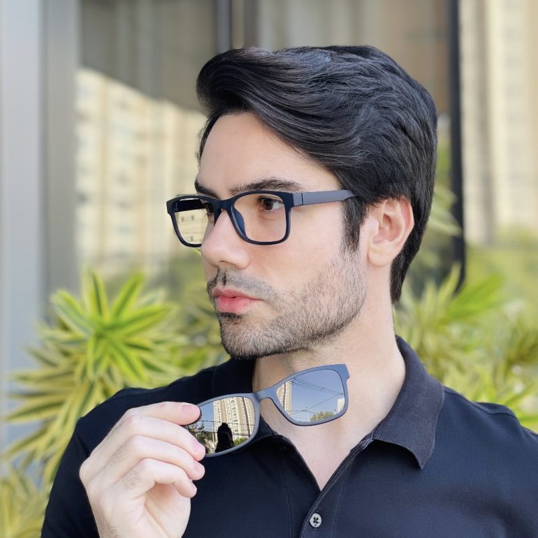 safine com br oculos 3 em 1 clip on masculino retangular azul ravi 3